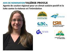 Nomination Valérie Proulx, agente de soutien régional